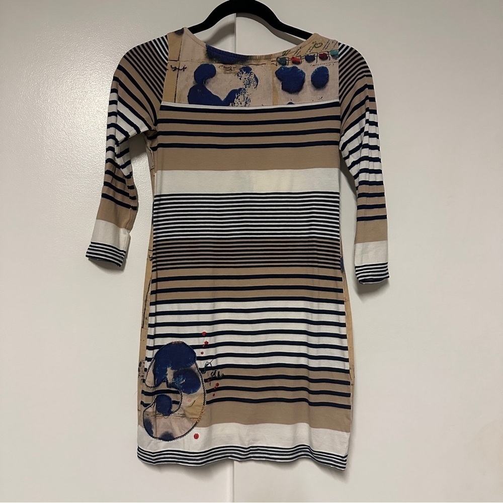 Aventures des Toiles Artsy Boho Dress mini 3/4 Sleeve Size 34